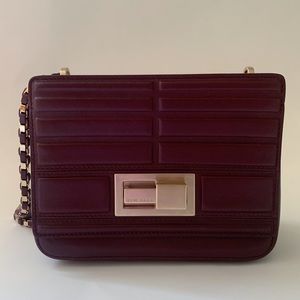 Elie Saab eggplant leather shoulder bag